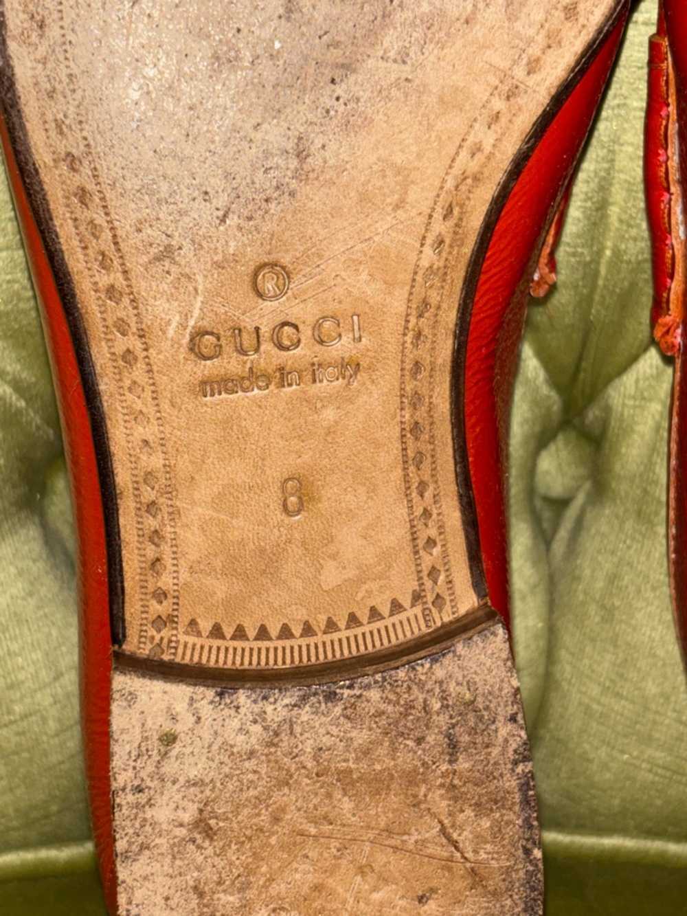 Authentic Gucci 1953 Pumpkin Patent Leather Mens Loafer Size 8 - Picture 8 of 11